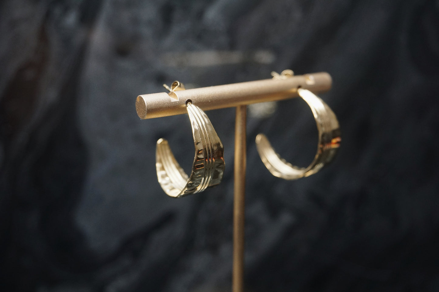 Gold Feather Hoops