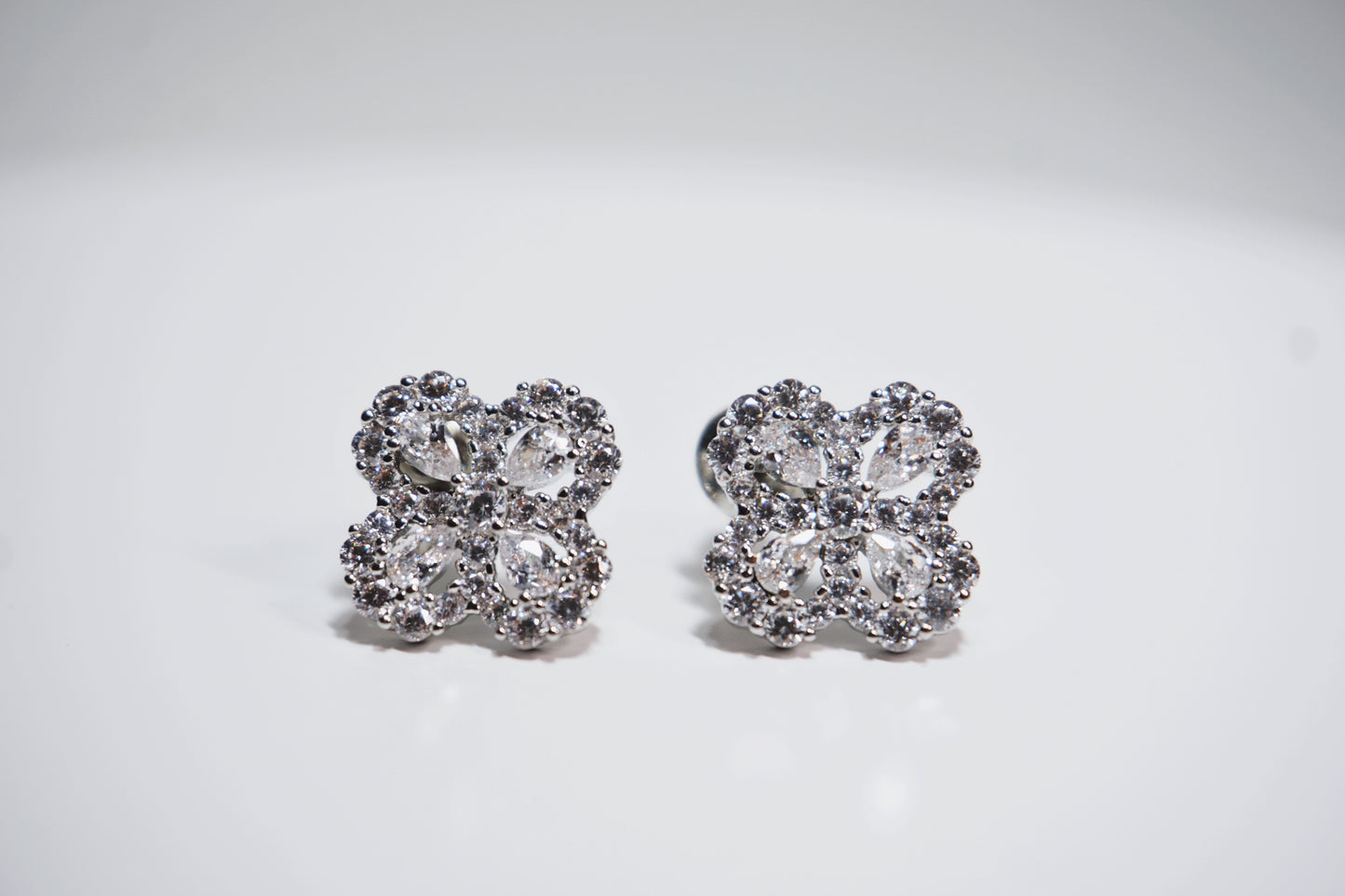 Silver Clover Studs