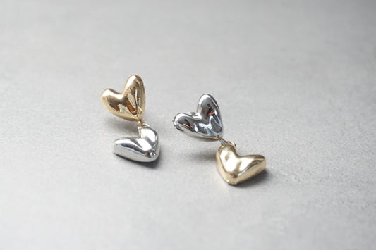 Two-Tone Heart Earrings