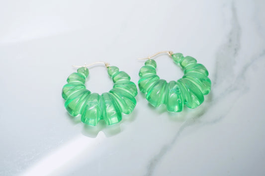 Green Vintage Shrimp Hoops