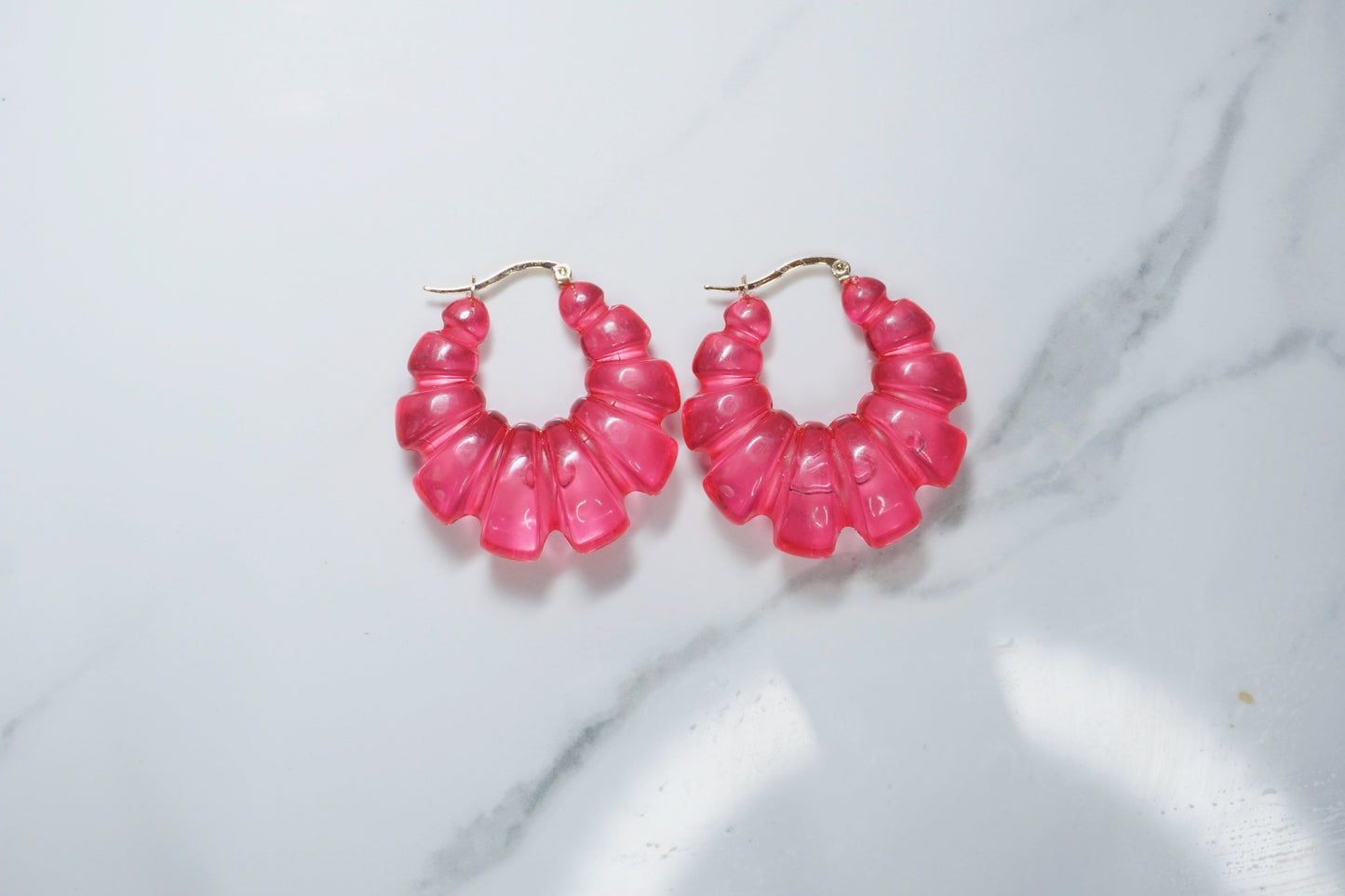 Candy Pink Vintage Shrimp Hoops
