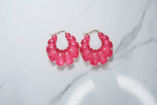 Candy Pink Vintage Shrimp Hoops