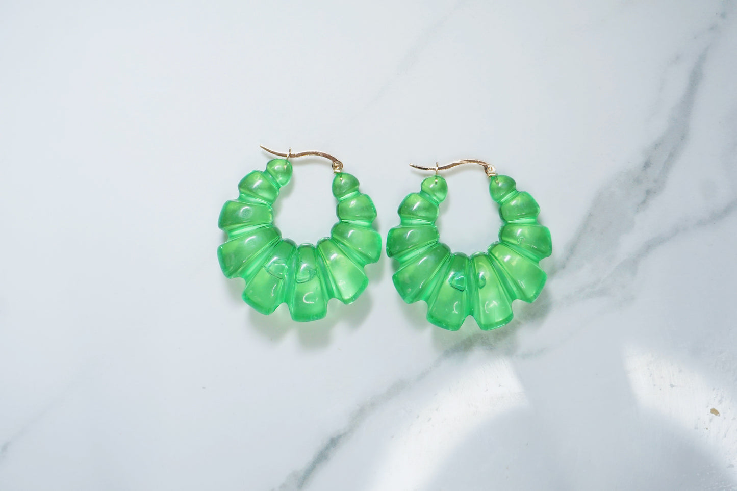 Green Vintage Shrimp Hoops
