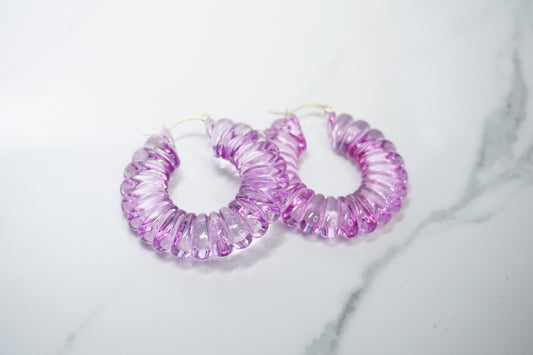 Purple Vintage Swirl Hoops