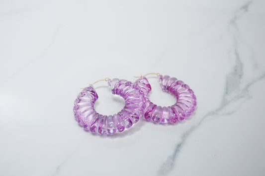 Purple Vintage Swirl Hoops