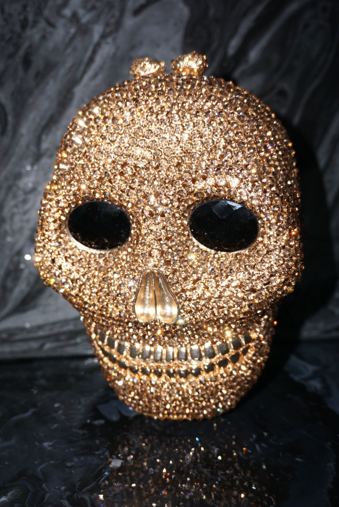 Leb1570 Wedding Designer Custom Fancy Glitter Skull Purse
