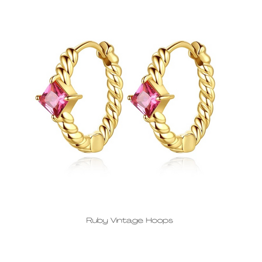 Ruby Vintage Mini Hoops