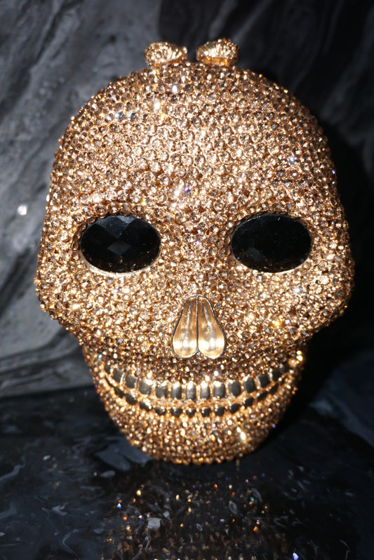 Luxe Gold Skull Clutch